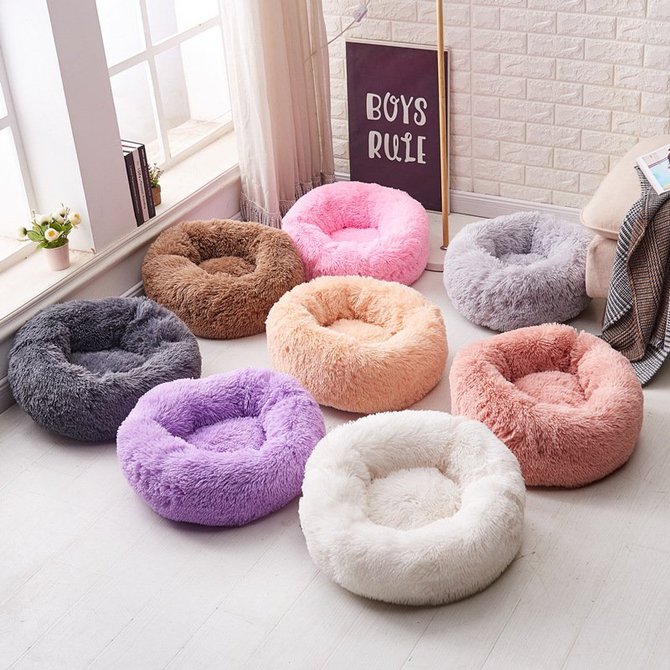 plush round dog bed