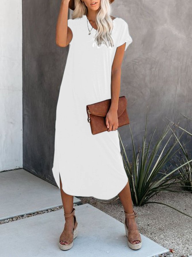 Casual Solid Short Sleeve Dresses