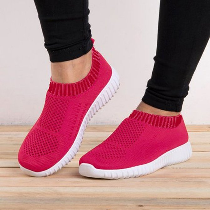 All Season Elastic Athletic SlipOn Sneakers Plus Sizes Women Shoes