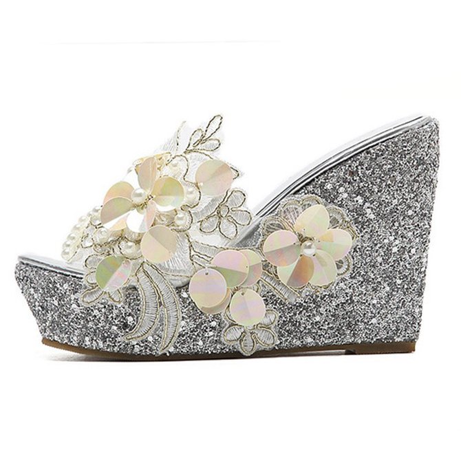 slippers with small wedge heel