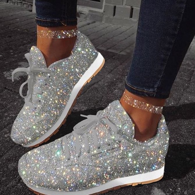 JFN Women Muffin Rhinestone New Crystal Platform Sneakers | justfashionnow