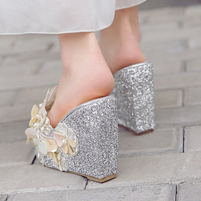 slippers with small wedge heel