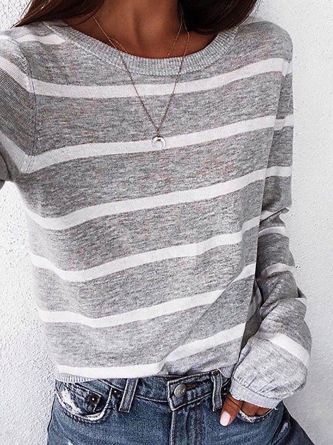 striped long sleeve crew neck