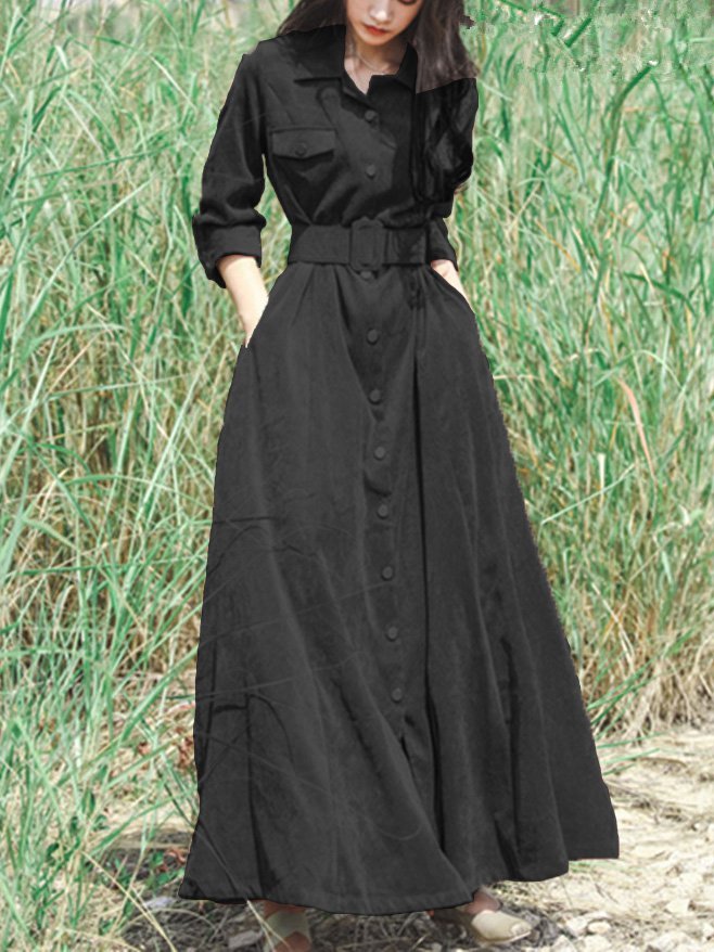 Velvet Long Sleeve Casual Solid Knitting Dress