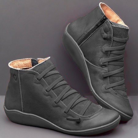 JFN  Pu Leather Outdoor Flat Heel Boots