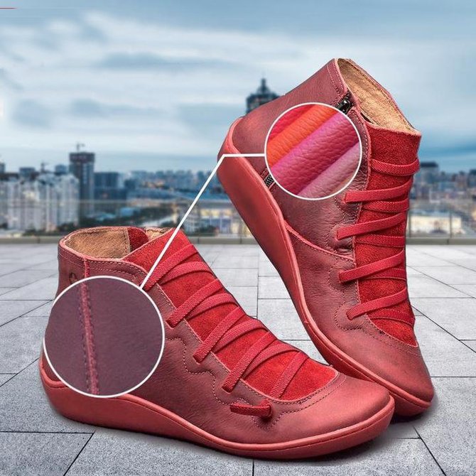 Ankle Boots for Women Lace up Slip on Round Toe  Casual Fashion Low Heel Cowboy Boots