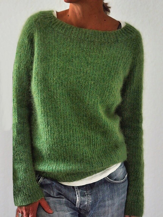Crewneck Long-sleeve Knitted Sweater