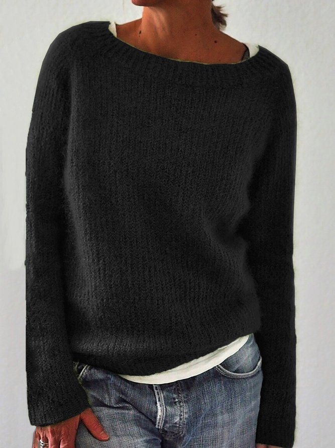 Crewneck Long-sleeve Knitted Sweater