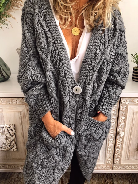 Detailed Long-sleeve Knitted Cardigan