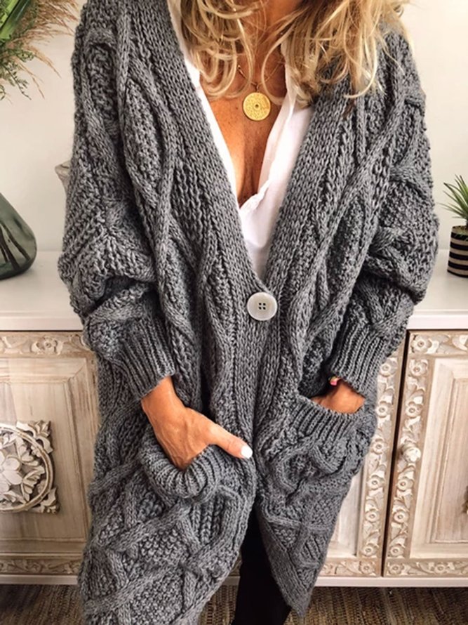 Detailed Long-sleeve Knitted Cardigan