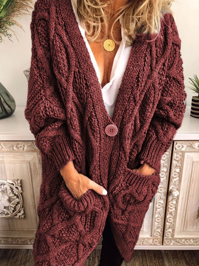 Detailed Long-sleeve Knitted Cardigan