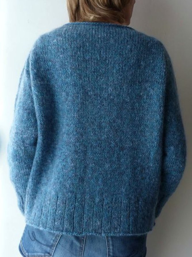 Casual Cotton-Blend Crew Neck Shift Sweater coat