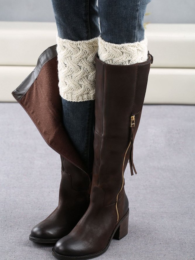 Women Knitted Weave Casual Boot Cuff