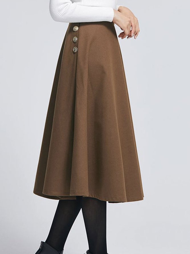 Brown Vintage Wool Blend Buttoned Skirts | Women's Clothing | Elegant ...