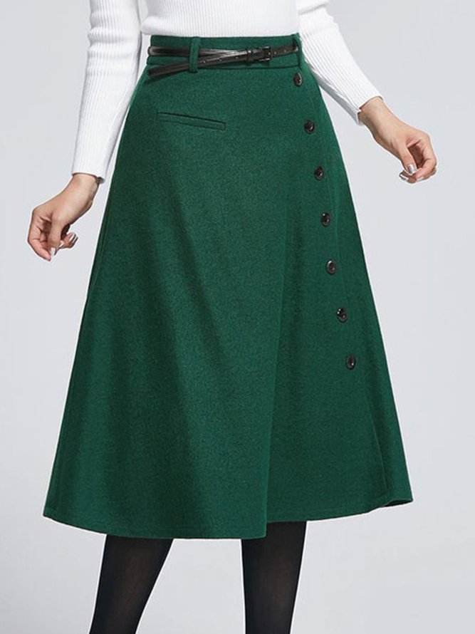 Plus Size Green Elegant Wool Blend Skirts | Women's Clothing | Wool ...