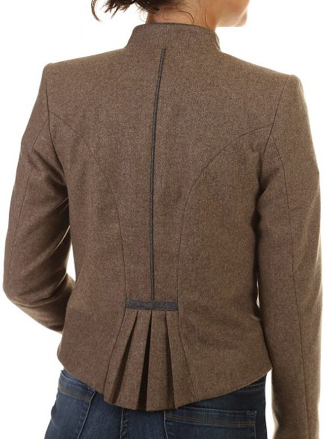 Solid Buttoned Jacket Coat