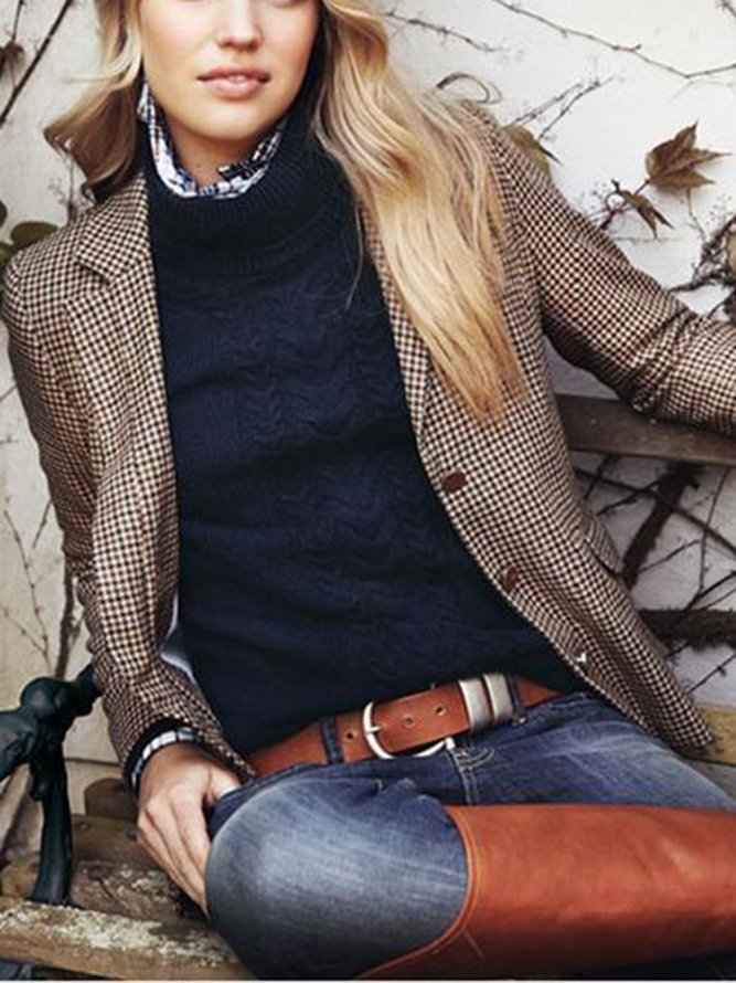 Brown Checkered/plaid Vintage Blazer Outerwear justfashionnow