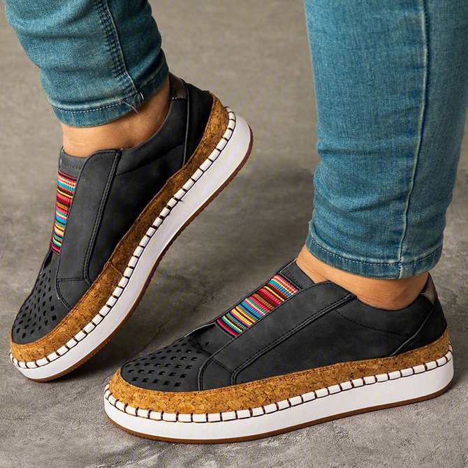 hollow out round toe casual sneakers