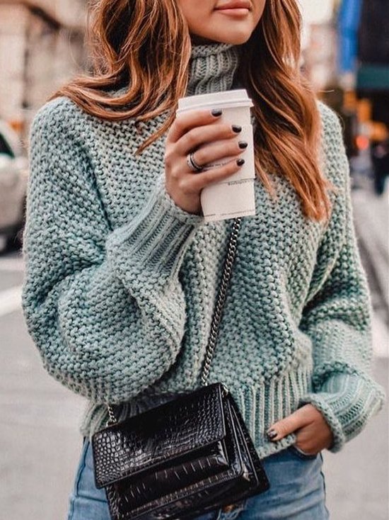 Latern Sleeve Turtleneck Sweater