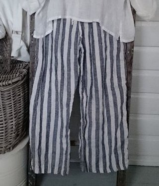 Linen Plus Size Casual Striped Pants