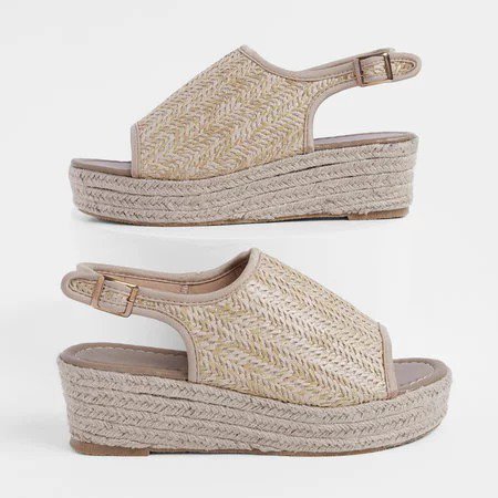 Women's Platform Weaving Peep Toe Buckle Sandals