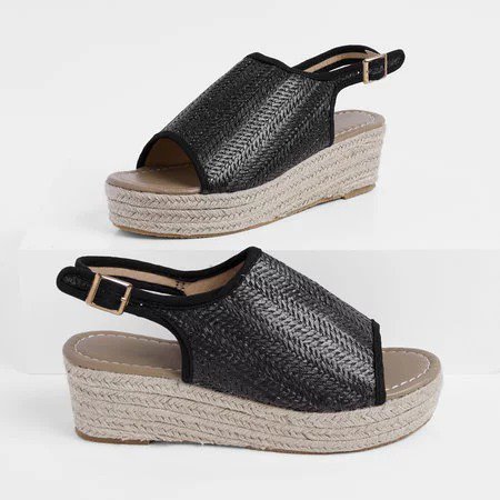 Women's Platform Weaving Peep Toe Buckle Sandals