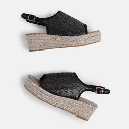 Women's Platform Weaving Peep Toe Buckle Sandals