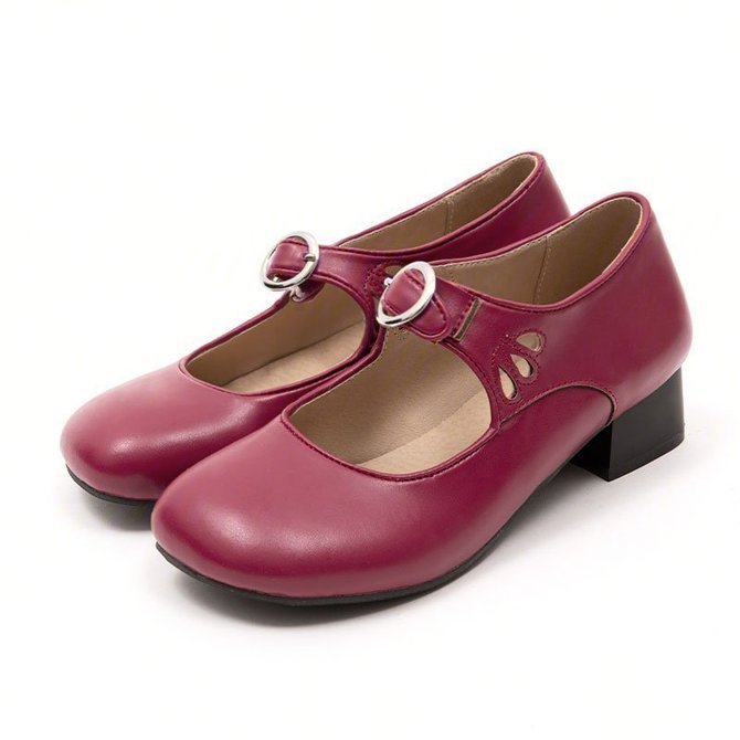 Mary Janes Blue Summer Low Heel Vintage Women Shoes