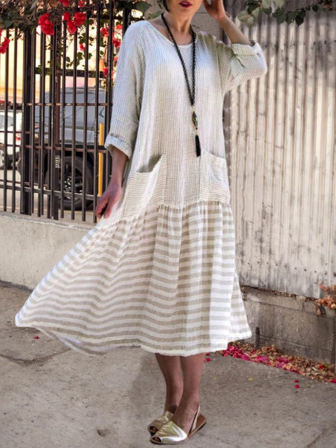 Crew Neck Women Fall Dresses Daily Casual Cotton Dresses | Women's Clothing | JustFashionNow 