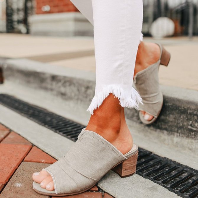 Women Denim Comfy Peep Toe Mules | Women's Shoes | Justfashionnow Heels Peep Toe Leopard Peep 