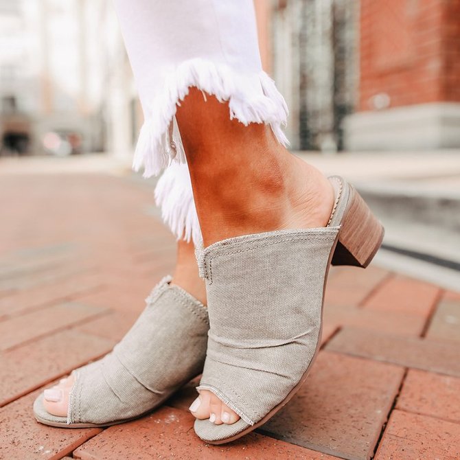 Women Denim Comfy Peep Toe Mules | Women's Shoes | Justfashionnow Heels Peep Toe Leopard Peep 