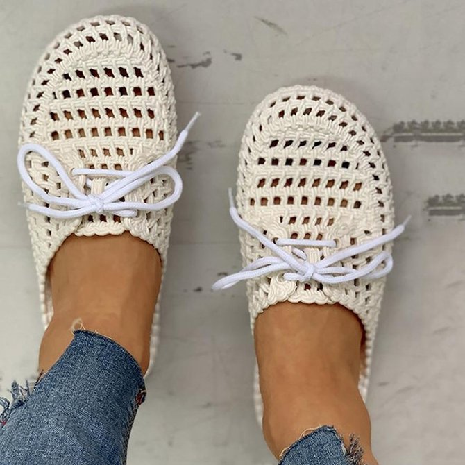 Hollow-Out Pvc Flat Heel Slippers