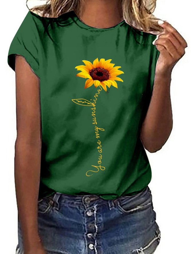 Sunflower Printed Loose Casual T-shirt | justfashionnow