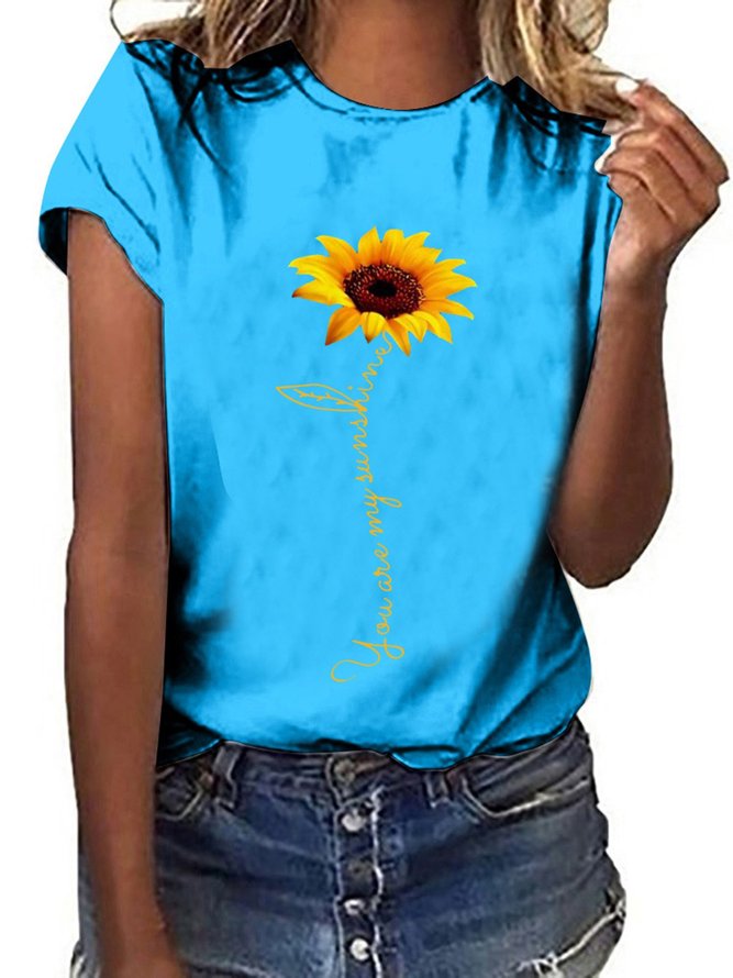 Sunflower Printed Loose Casual T-shirt | justfashionnow