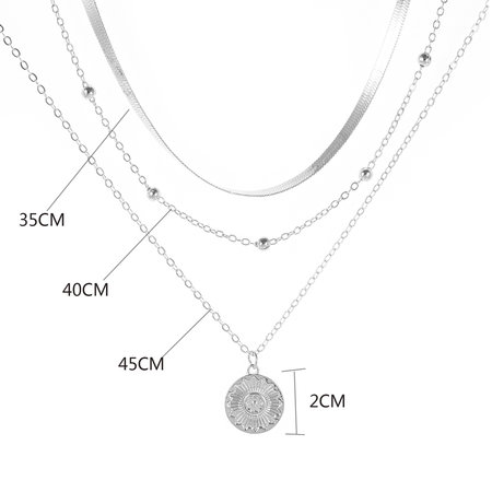 JFN  Simple Multi-layered Lotus Pendant   Necklace