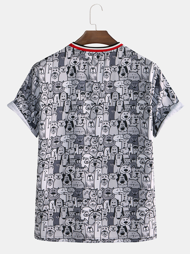White Printed Casual Shirts & Tops | Men's Clothing | Printed Crew Neck ...