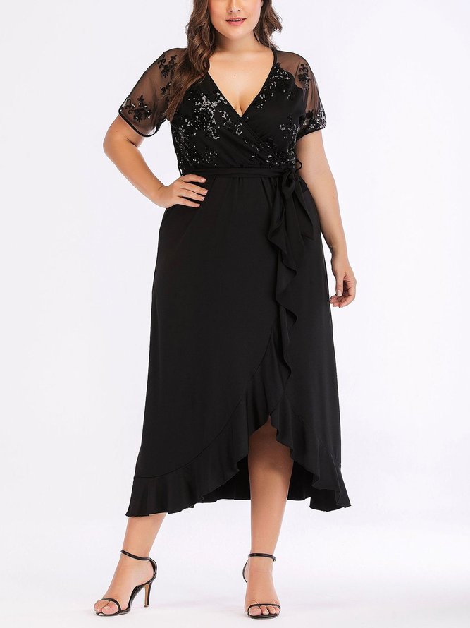 Plus Size Surplice Neck Cocktail Elegant Maxi Dress | Dresses ...