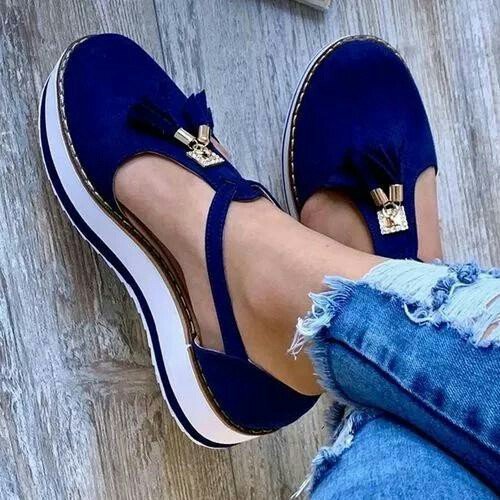 JFN  Pumps Flat heel Round combat Women Tassel