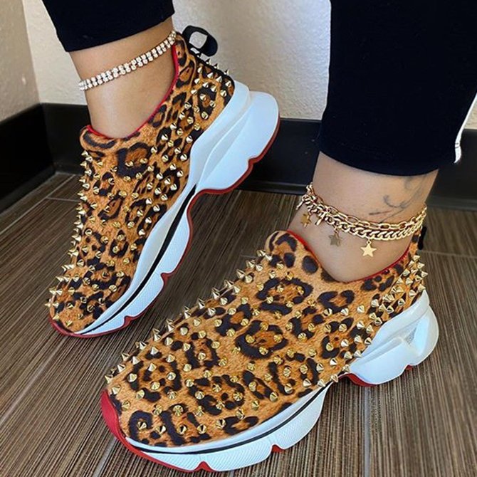 leopard rivet sneakers