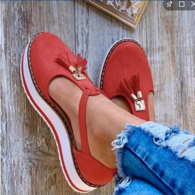 JFN  Pumps Flat heel Round combat Women Tassel