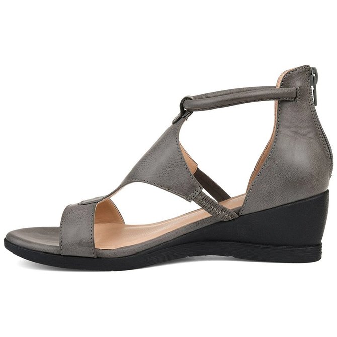 JFN  Women Casual Leather Comfy Wedge Sandals