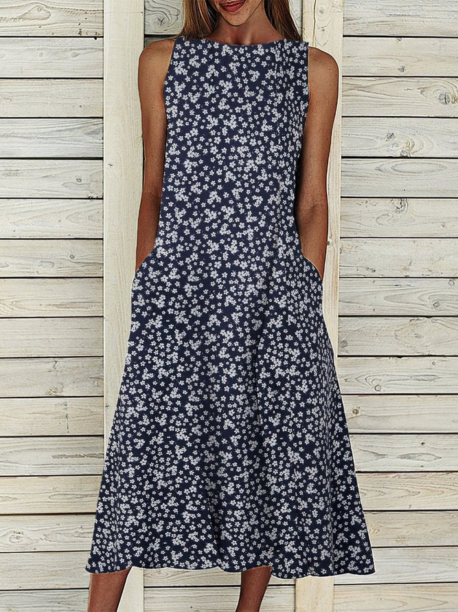 Floral Pockets Maxi Dress Summer Sleeveless Weaving Dress | justfashionnow