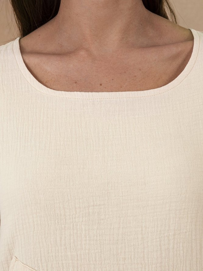Women Linen Plain Simple & Basic Tops