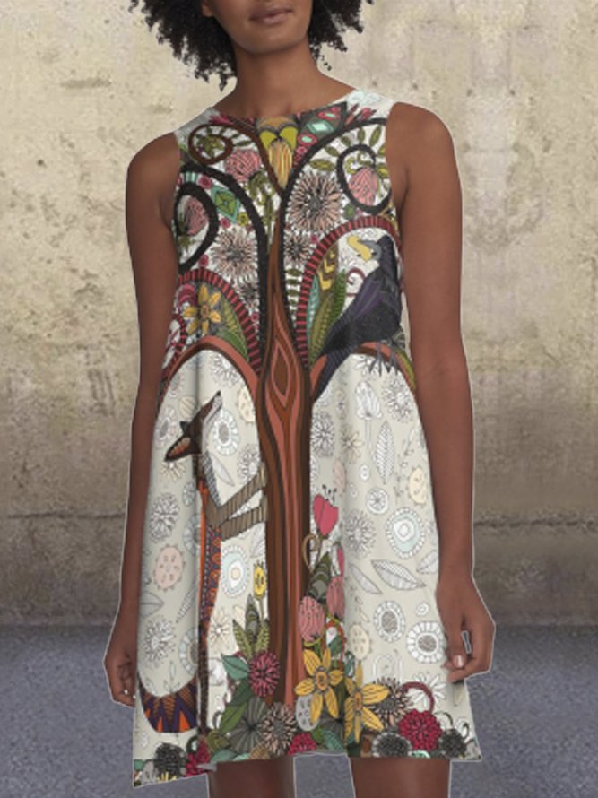 Womens Multicolor Casual A-line Weaving Dress