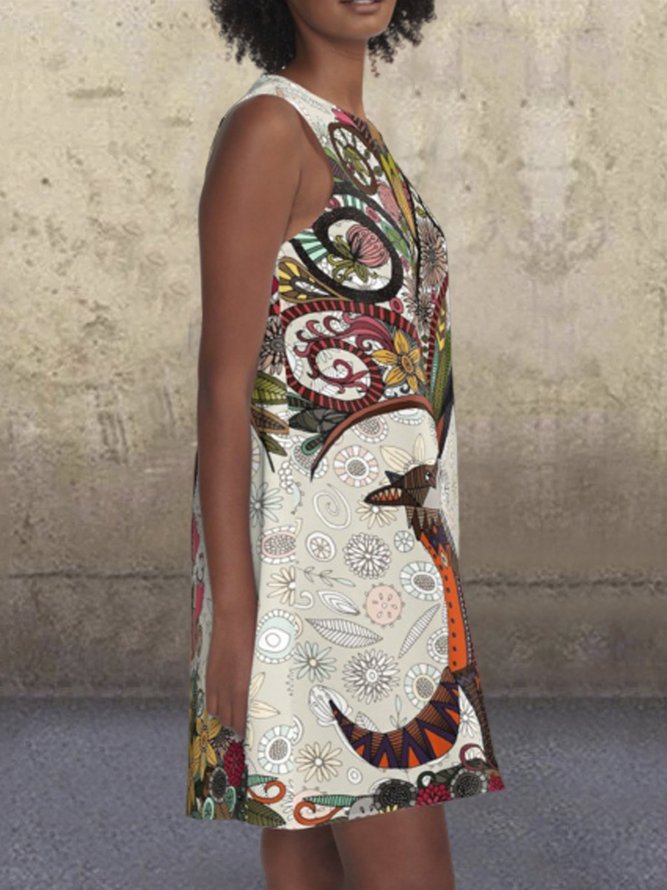 Womens Multicolor Casual A-line Weaving Dress