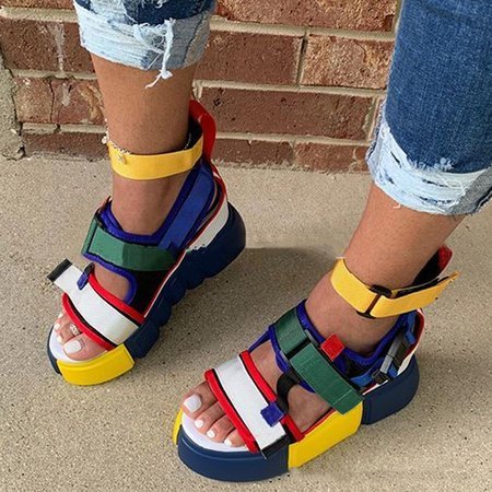 women athletic pu spring magic tape sandals