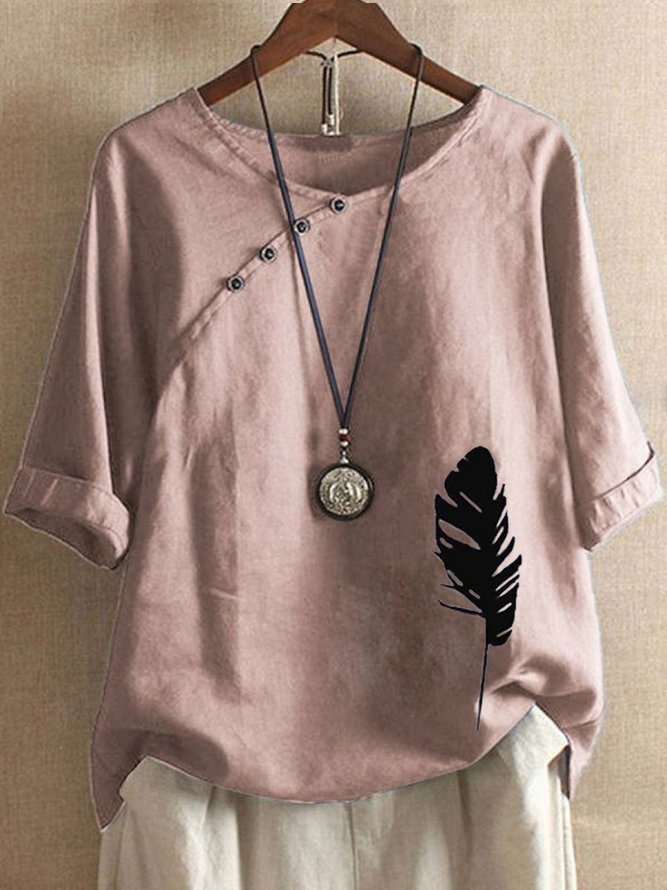 Casual Long Sleeve Printed Crew Neck Top