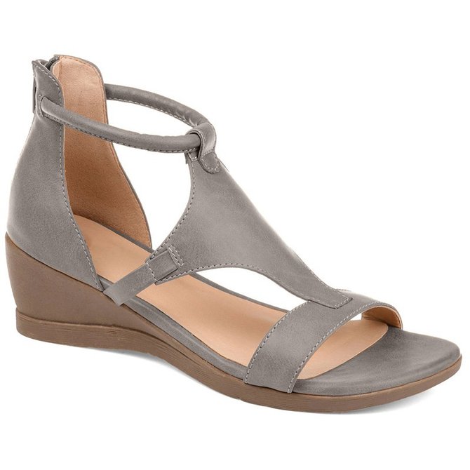 JFN  Women Casual Leather Comfy Wedge Sandals