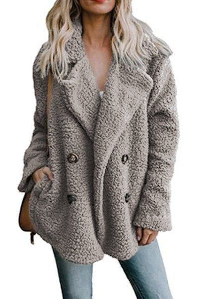 Long Sleeve Shawl Collar Buttoned Coats