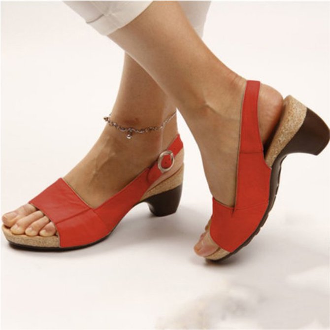 Women Elegant Low Chunky Heel Comfy Sandals Women's Shoes